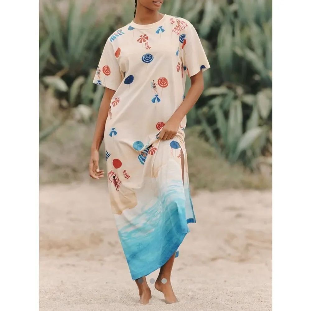 FARM Rio x Anthropologie Destination T Shirt Dress